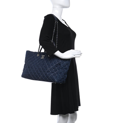 Chanel Denim Quilted Large Coco Handle Shopping Tote Blue 2 of 11