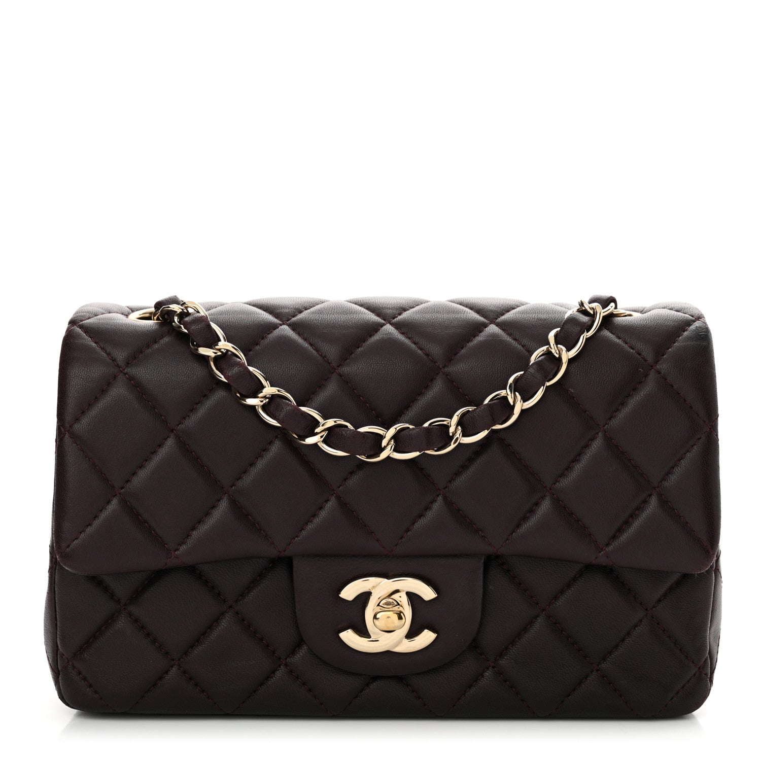Chanel Lambskin Quilted Mini Rectangular Flap Dark Purple 1 of 11