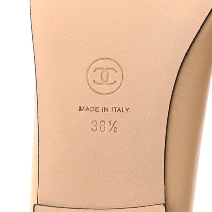 Chanel Lambskin Cap Toe Ballerina Flats 38.5 Beige Black 8 of 9