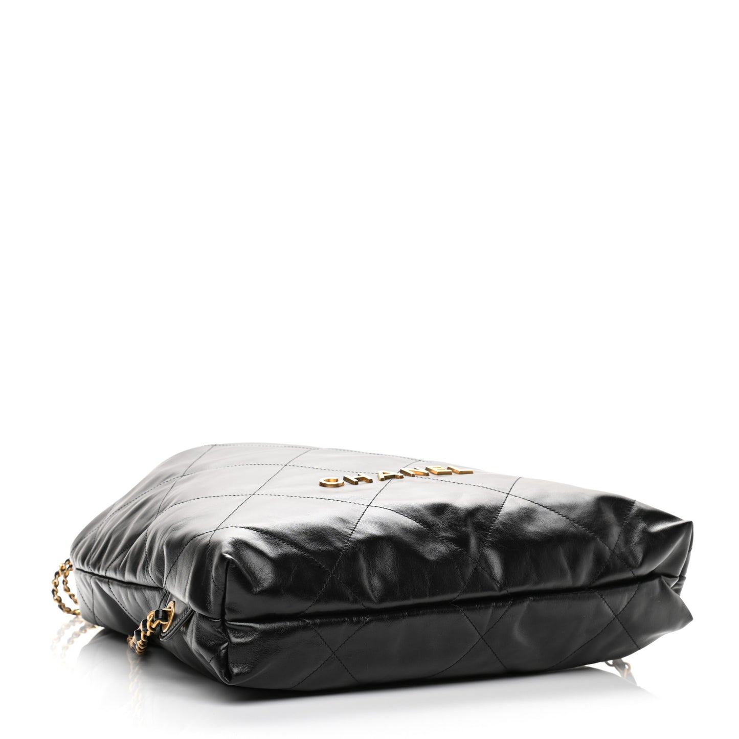 Shiny Calfskin Quilted Chanel 22 Backpack Black