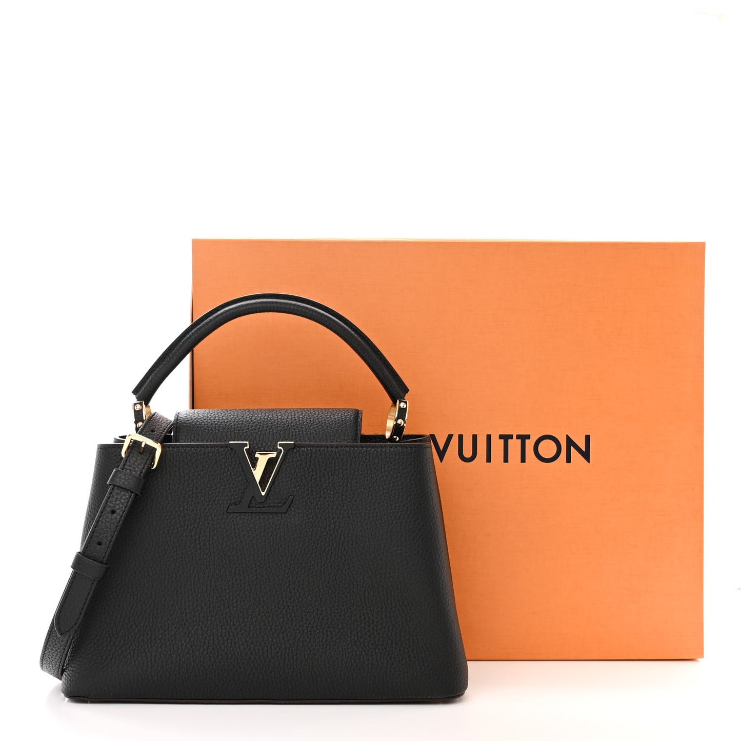 Taurillon Capucines MM Black Fuchsia