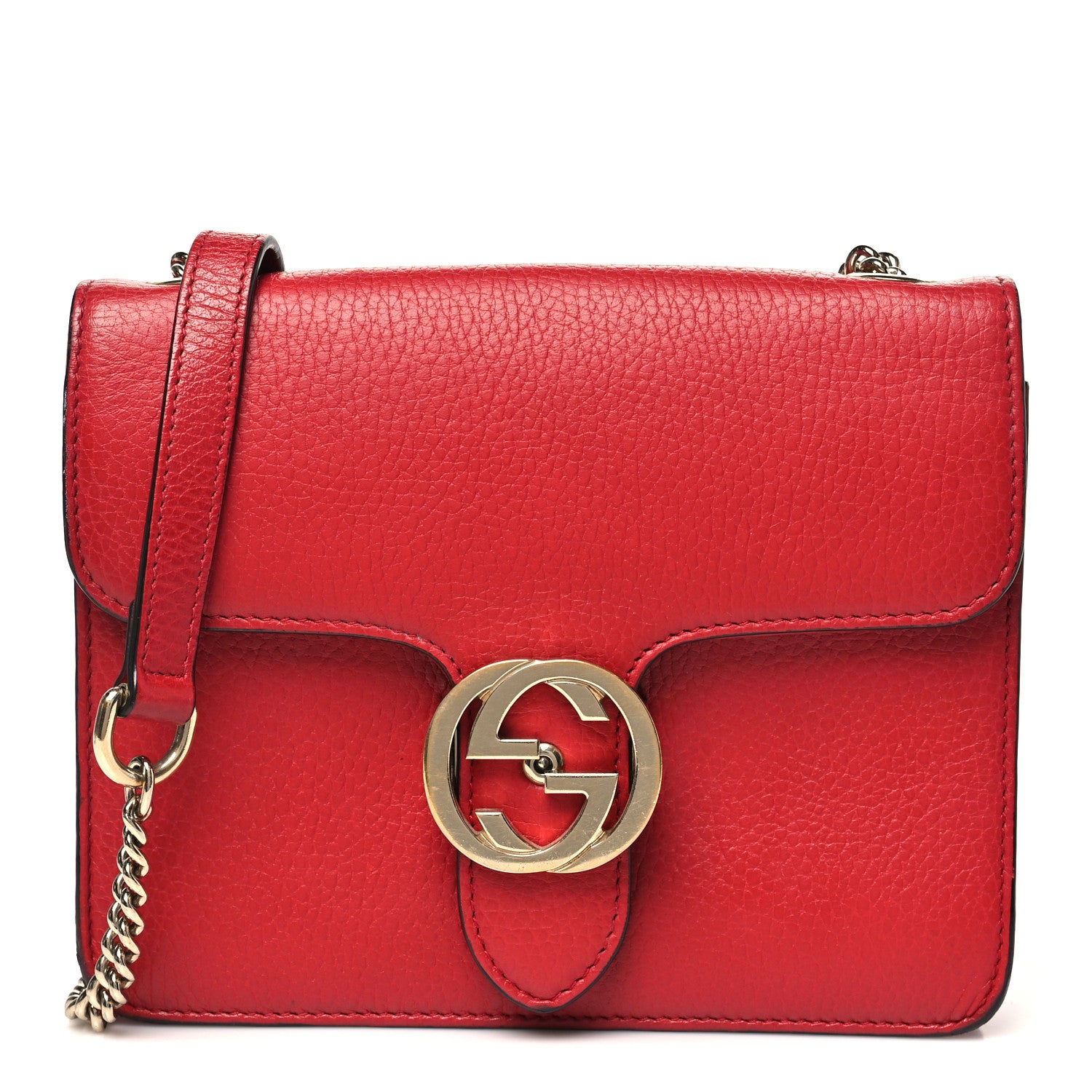 Gucci Dollar Calfskin Small Interlocking G Shoulder Bag Red 1 of 14