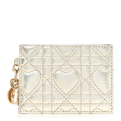 Christian Dior Metallic Lambskin Cannage Lady Dior Card Holder Gold 1 of 10