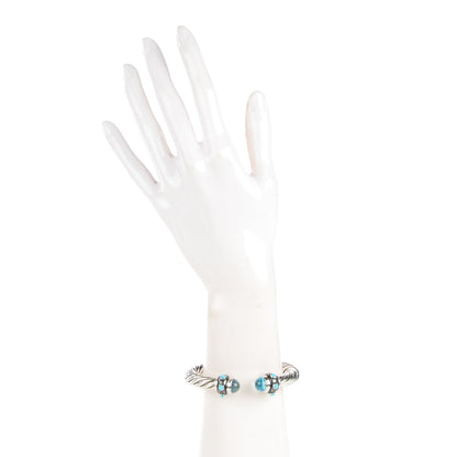 David Yurman Sterling Silver Blue Topaz Turquoise 8.5mm Cable Renaissance Bracelet 2 of 5
