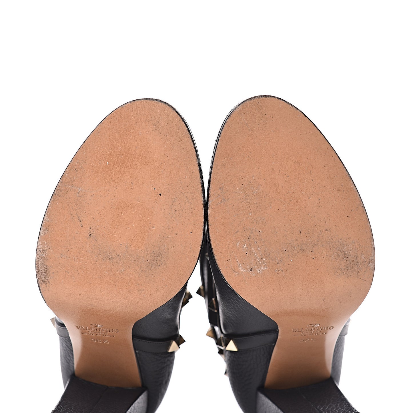 Pebbled Calfskin Rockstud Double Buckle 100mm Block Heel Ankle Boots 36.5 Grey
