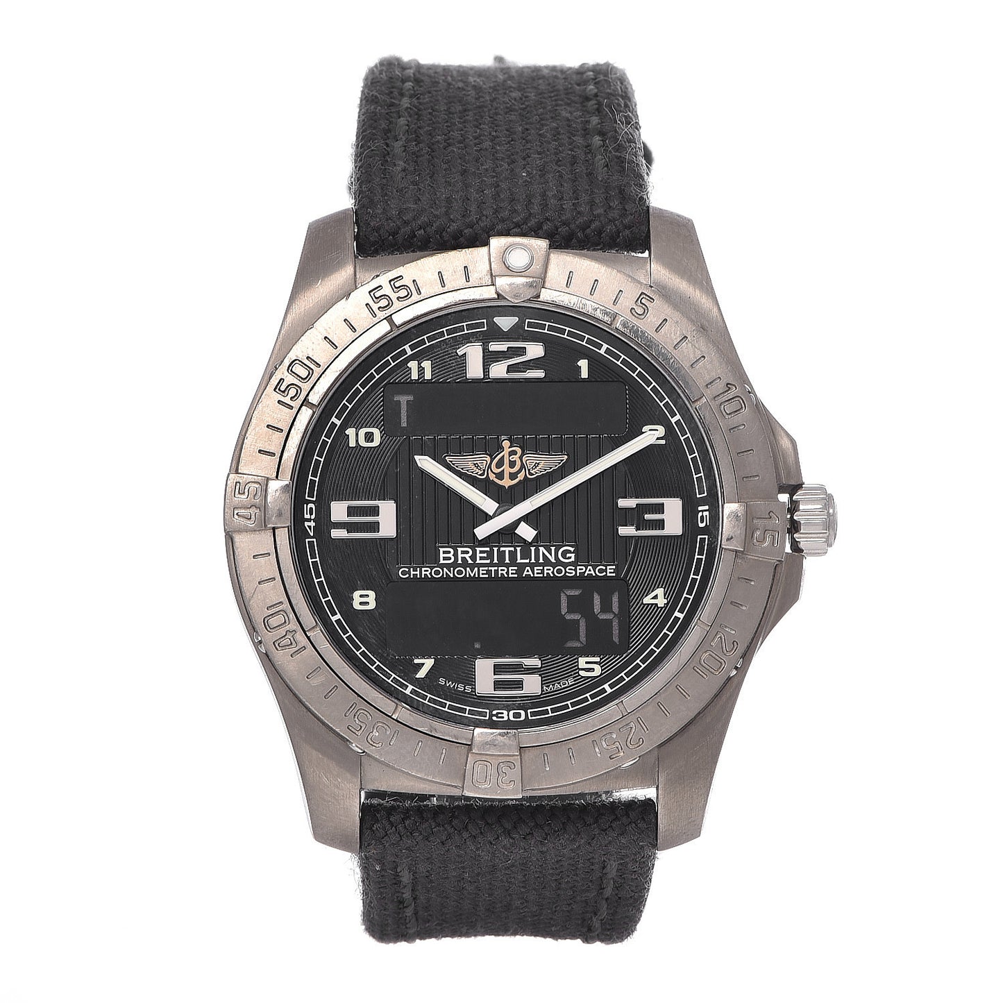 Titanium Nylon 42mm Aerospace Digital Quartz Watch Black E79362