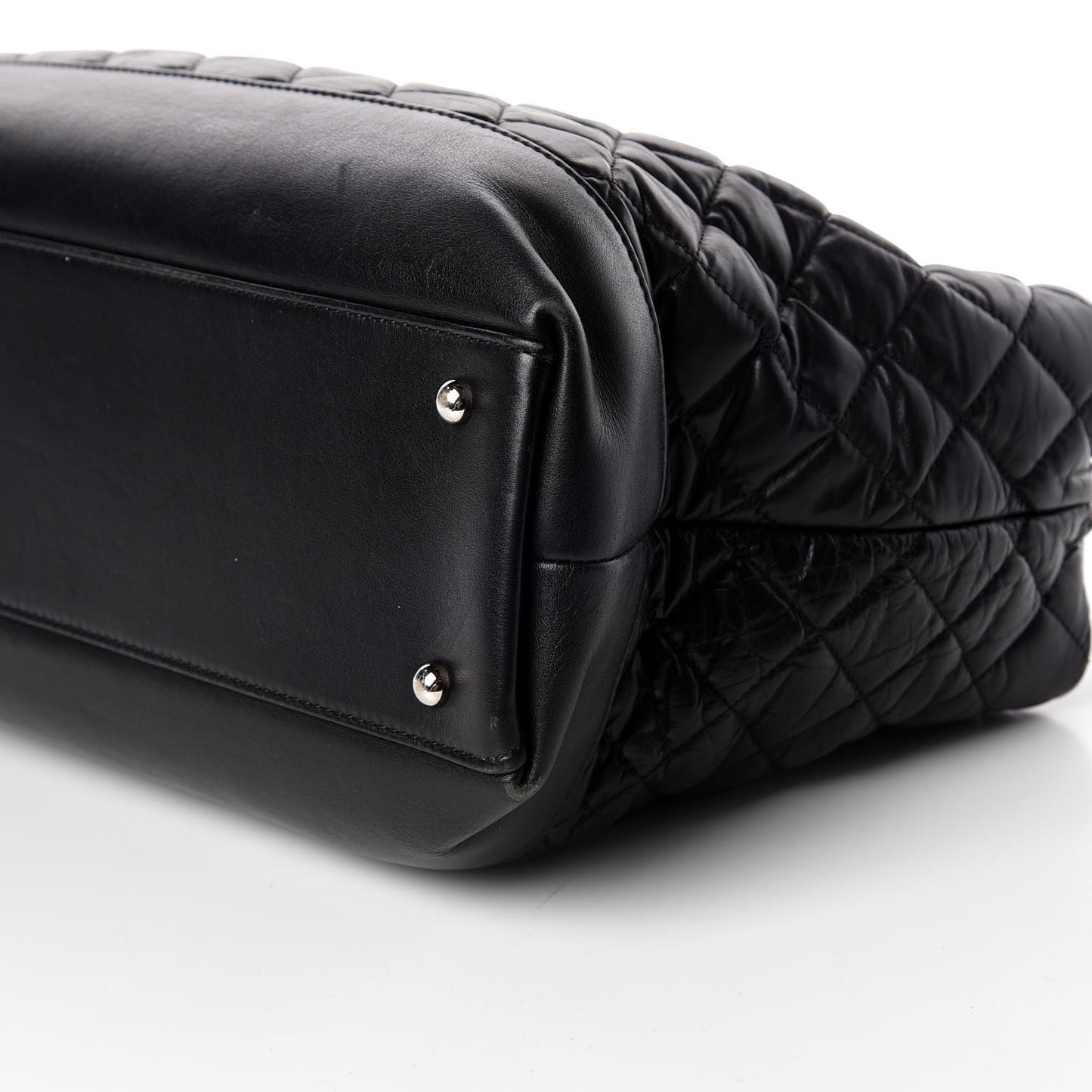 Aged Calfskin Quilted Be CC Tote Black