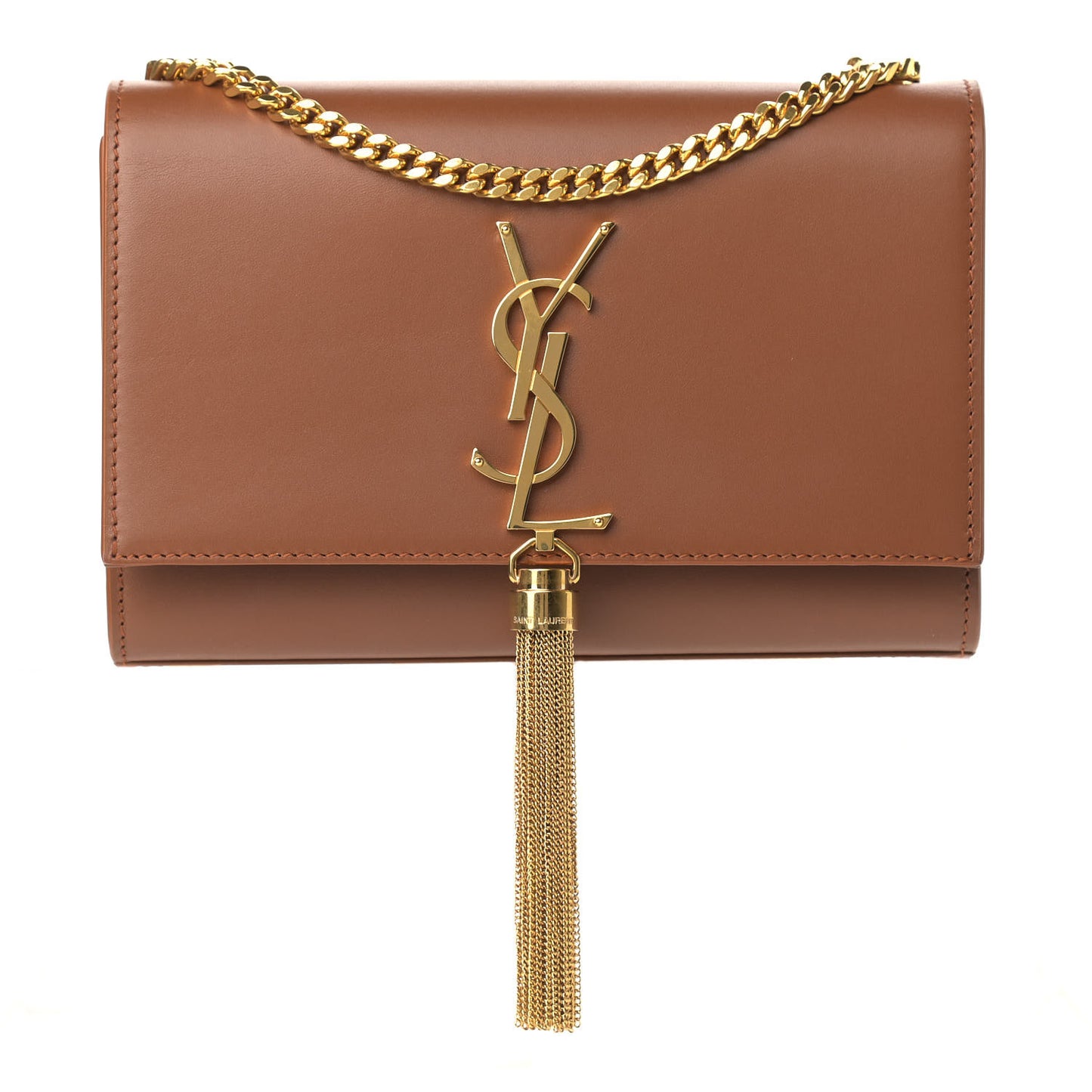 Calfskin Small Classic Monogram Kate Tassel Satchel Fauve