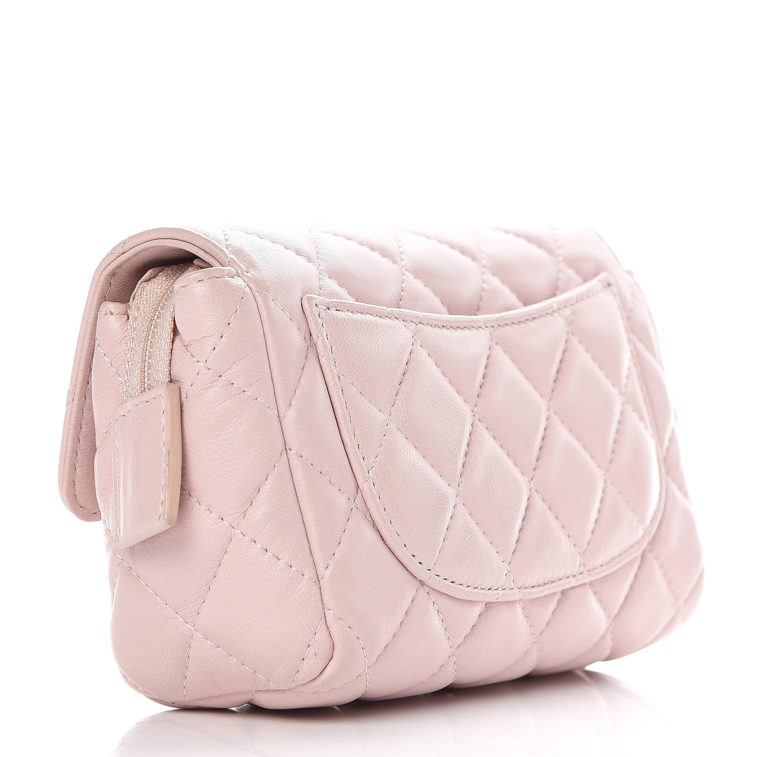 Chanel Lambskin Quilted Flap Cosmetic Case Light Pink 3 of 9