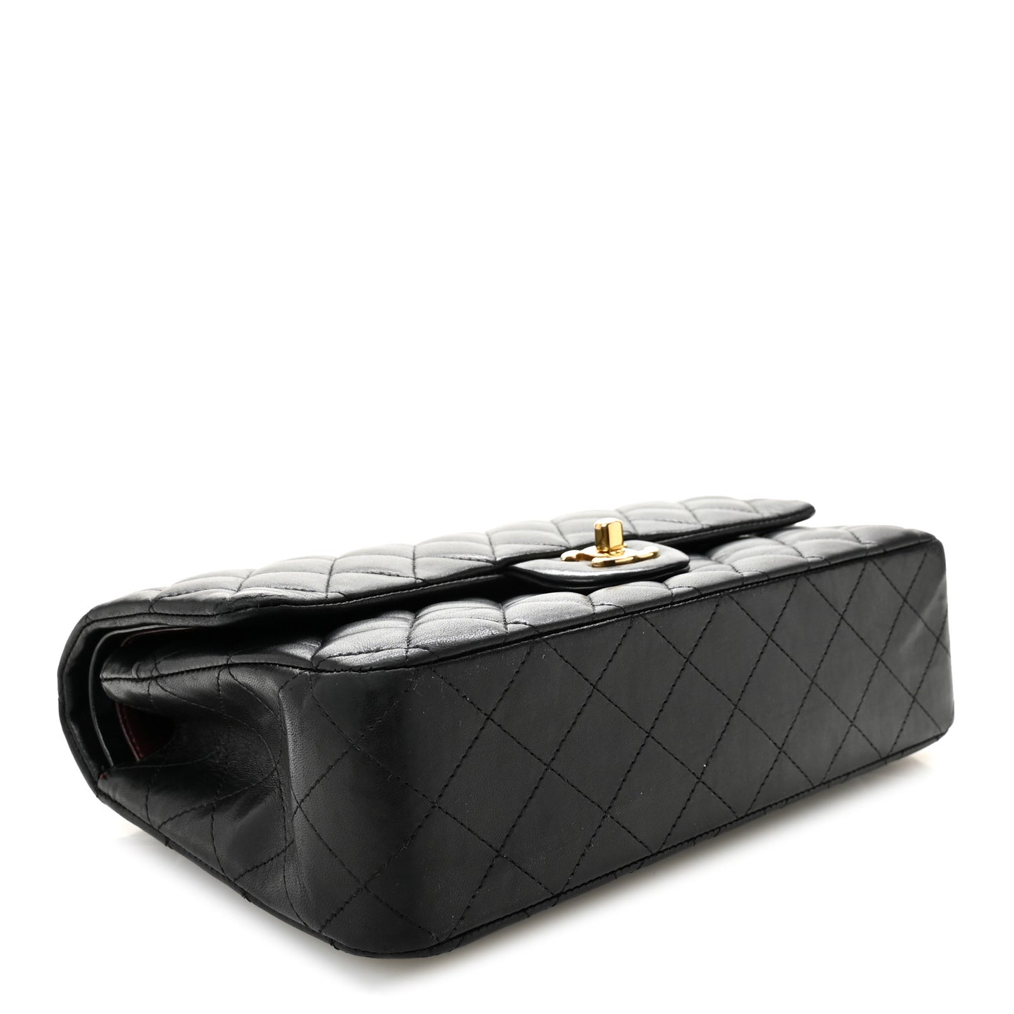 Lambskin Quilted Medium Double Flap Black