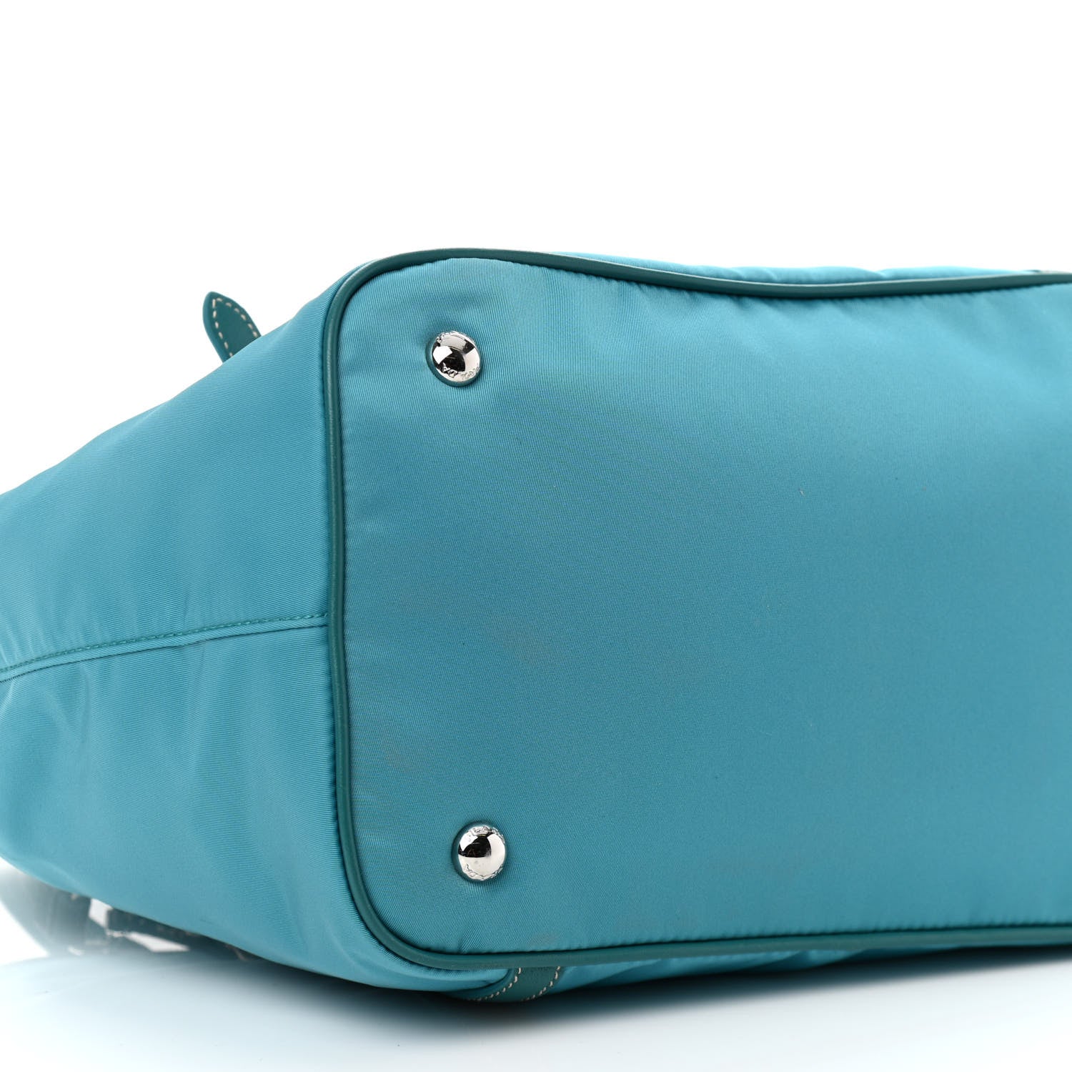 Prada Tessuto Nylon Soft Calf Small Tote Blue 9 of 10