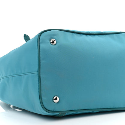 Prada Tessuto Nylon Soft Calf Small Tote Blue 9 of 10