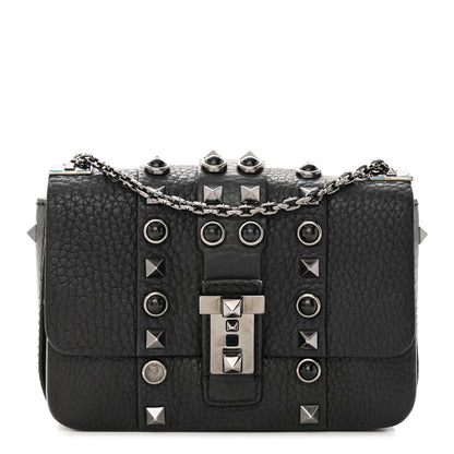 Valentino Garavani Grained Calfskin Onyx Micro B-Rockstud Rolling Flap Black 1 of 12