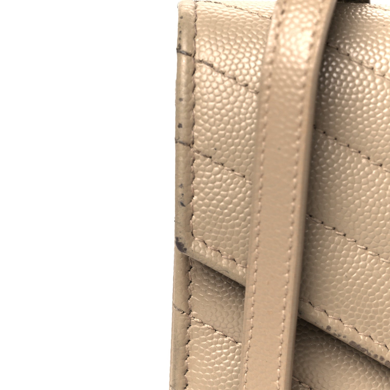 Saint Laurent Grain De Poudre Matelasse Chevron Monogram Envelope Chain Wallet Dark Beige 13 of 13