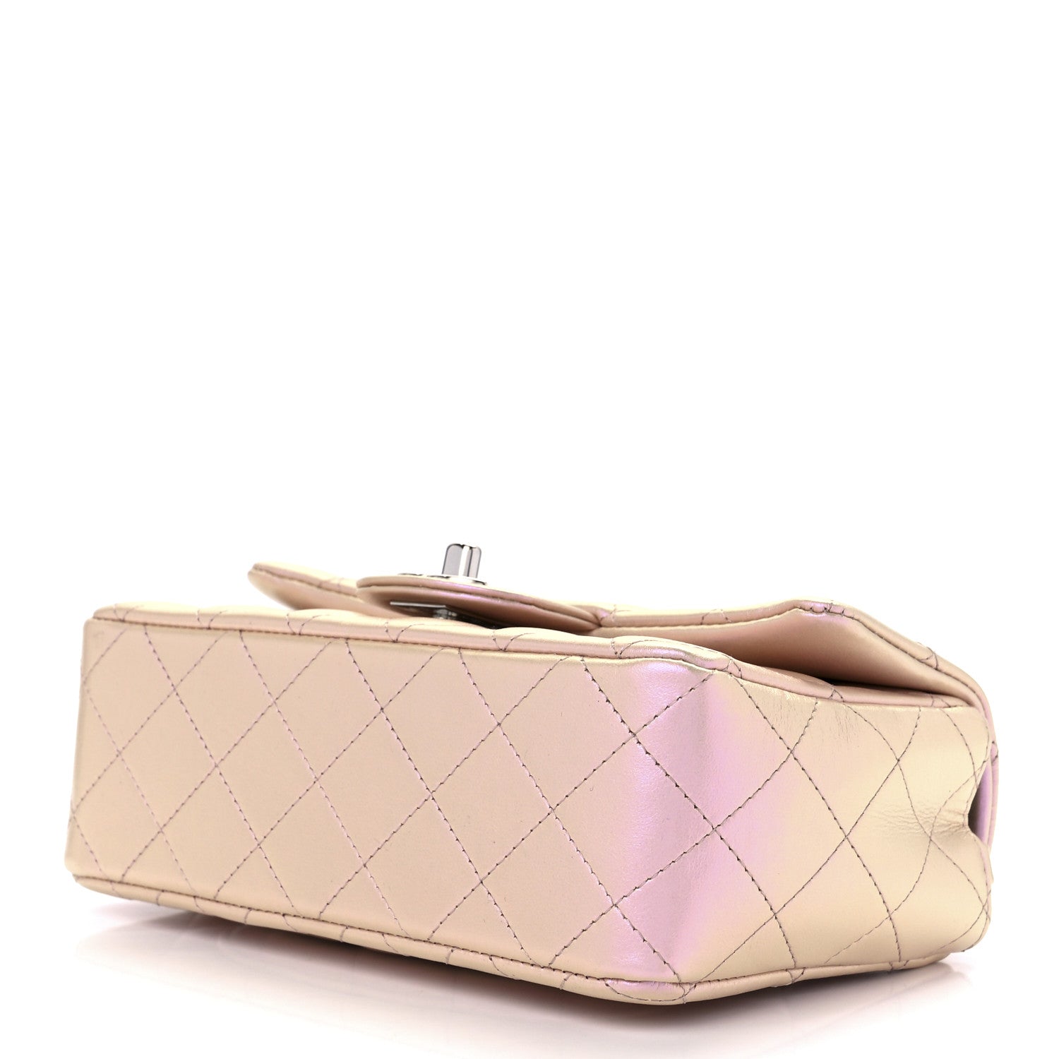 Chanel Iridescent Calfskin Quilted Mini Rectangular Flap Pink 10 of 12