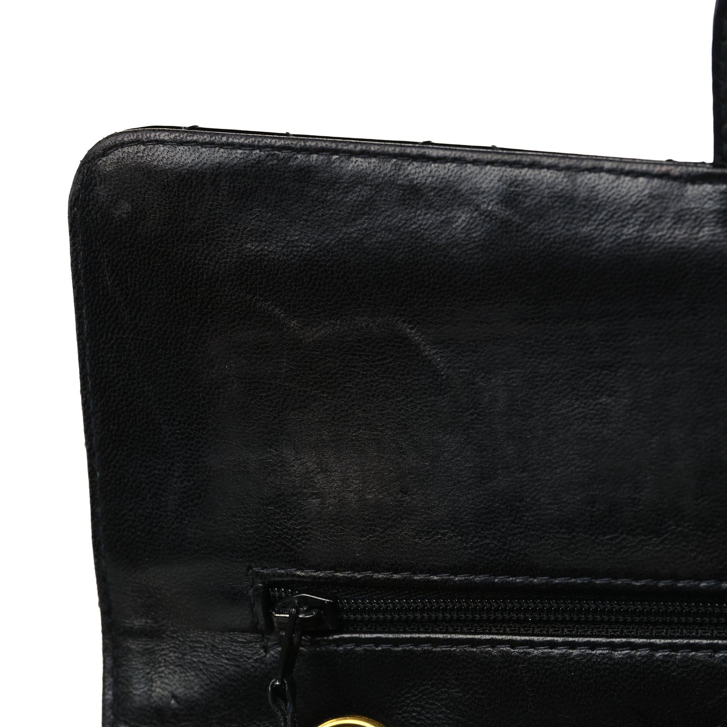 Patent Quilted Medium Double Flap Black