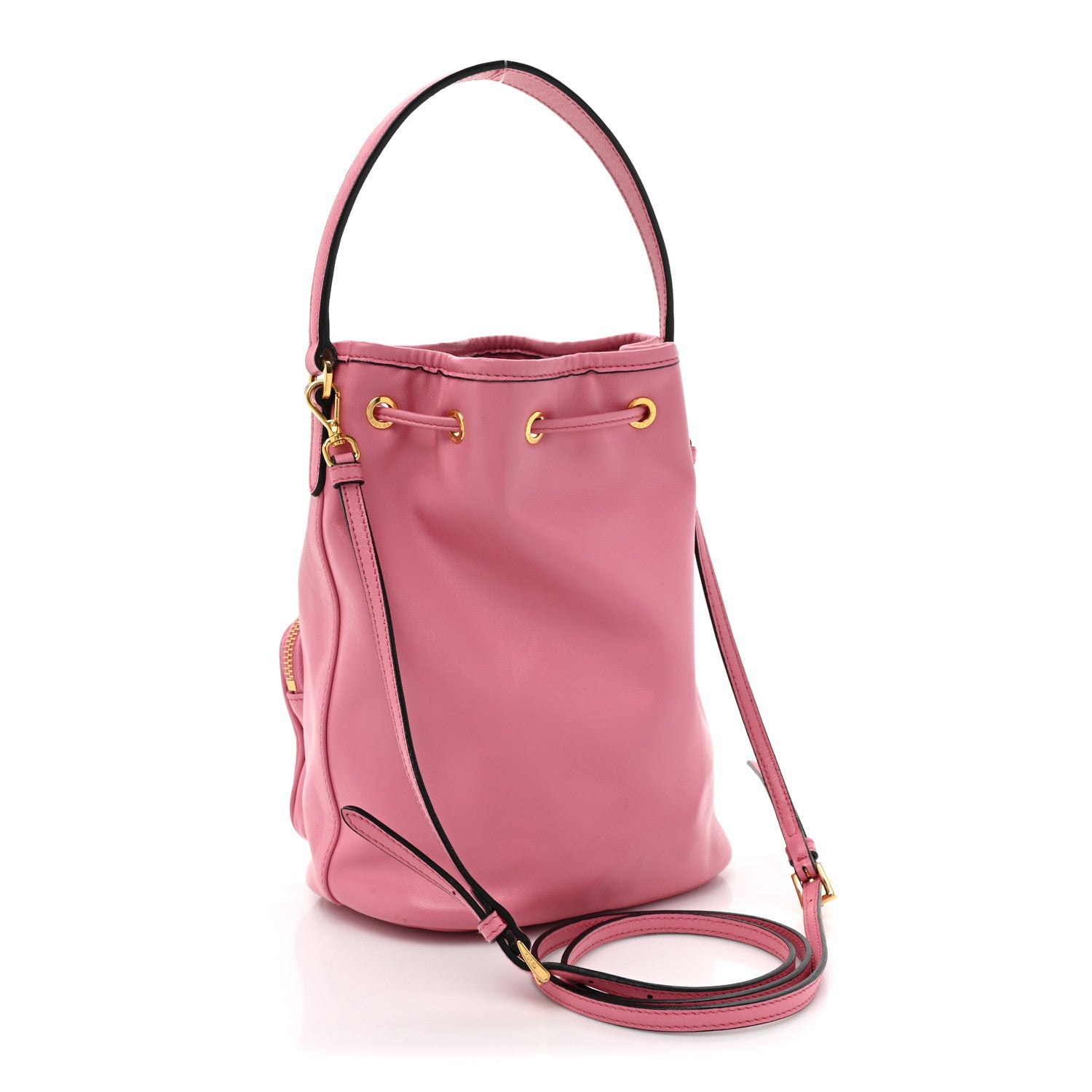 Prada Soft Calfskin Saffiano Mini Bucket Crossbody Bag Peonia 3 of 10