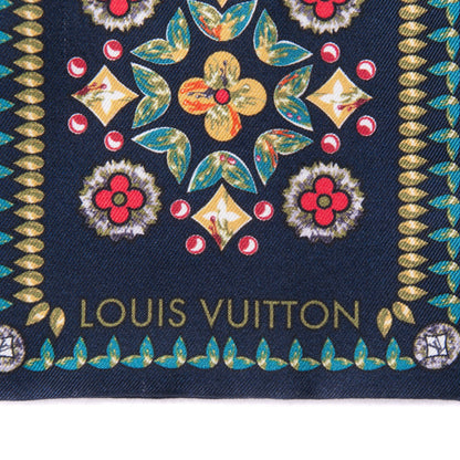 Louis Vuitton Silk Monogram Giant Lvrtual Flowers Bandeau Marine 3 of 4