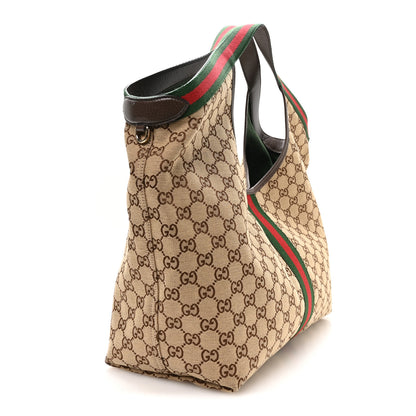 Gucci GG Monogram Web Large Giglio Tote Beige Brown 4 of 10