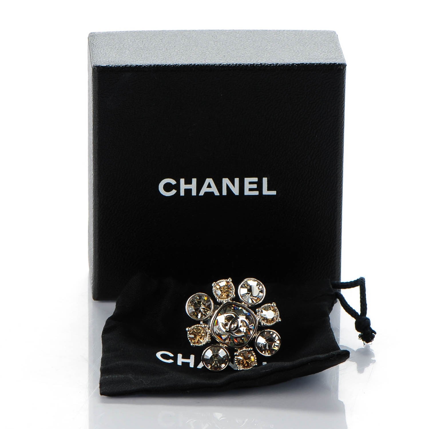 Chanel Crystal CC Ring 6.75 Silver 5 of 5