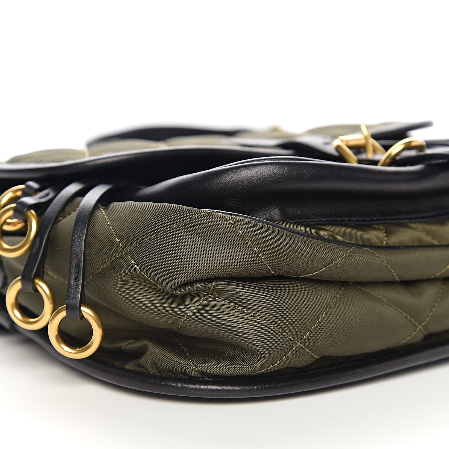 Prada Nylon Calf Quilted Corsaire Bag Militare Black 6 of 8
