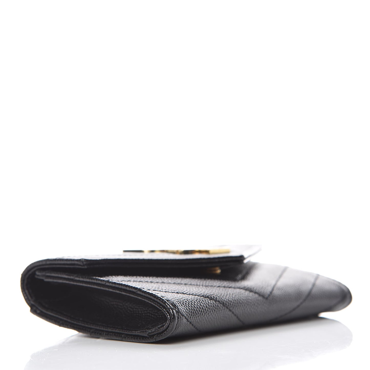 Grain De Poudre Matelasse Chevron Small Monogram Envelope Wallet Black