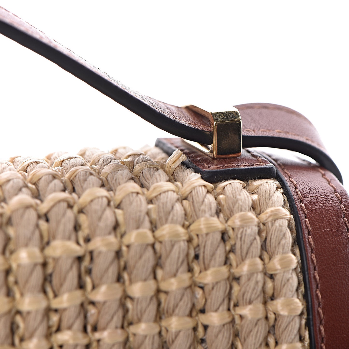 Woven Raffia Calfskin Medium Barcelona Shoulder Bag Brown