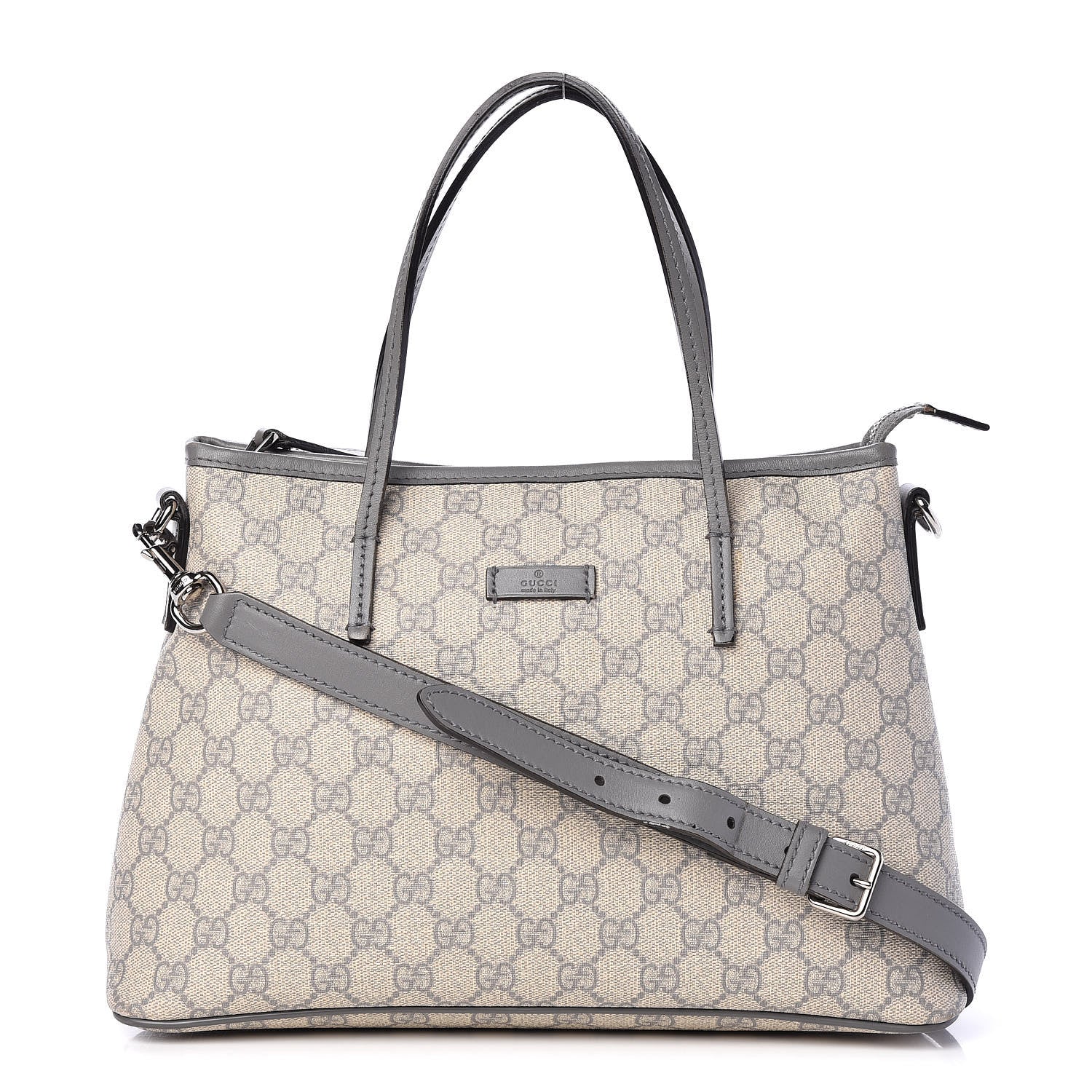 Gucci GG Supreme Monogram Small Zippered Tote Ecru Grigio 1 of 16