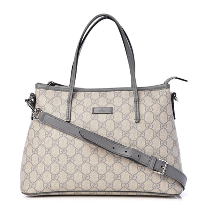 Gucci GG Supreme Monogram Small Zippered Tote Ecru Grigio 1 of 16