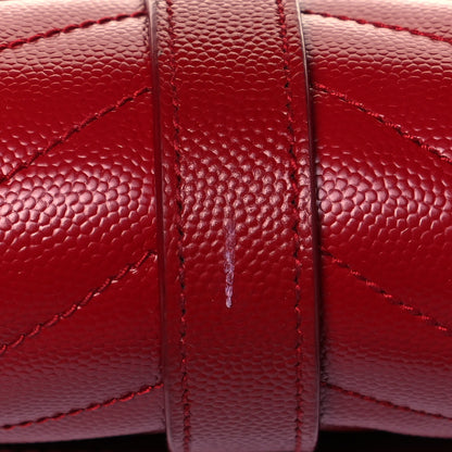 Saint Laurent Grain De Poudre Textured Mixed Matelasse Triquilt Medium Monogram Satchel New Red 9 of 10