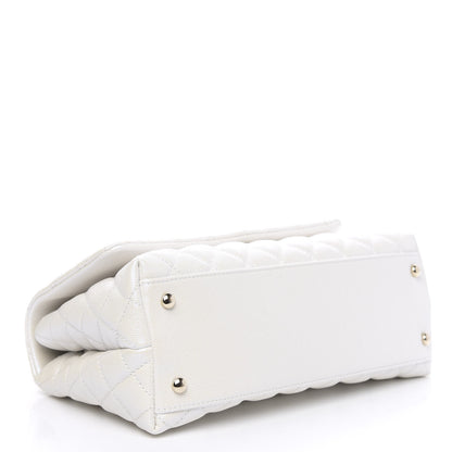Chanel Iridescent Caviar Quilted Small Coco Handle Flap White 5 of 11