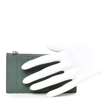 Celine Grained Calfskin Zipped Card Holder Celadon 2 of 7
