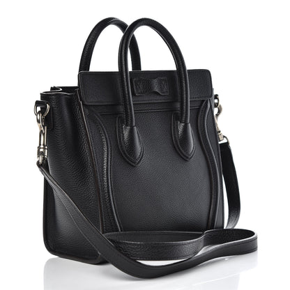 Celine Drummed Calfskin Nano Luggage Black 3 of 7