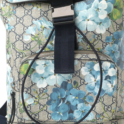 Gucci GG Supreme Monogram Blooms Small Single Buckle Backpack Beige Blue Navy 8 of 12
