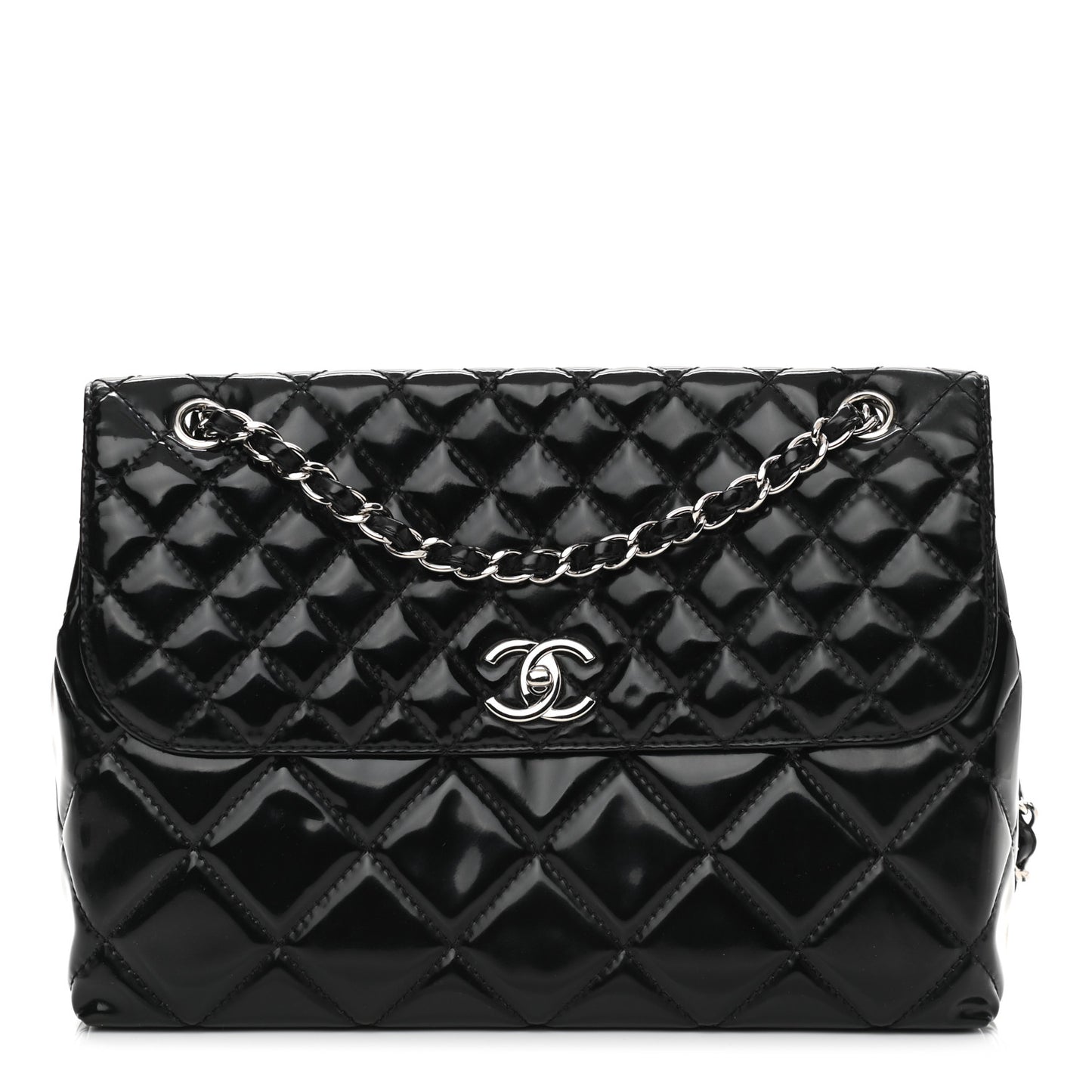 Vinyl Quilted In The Business Flap Bag Black