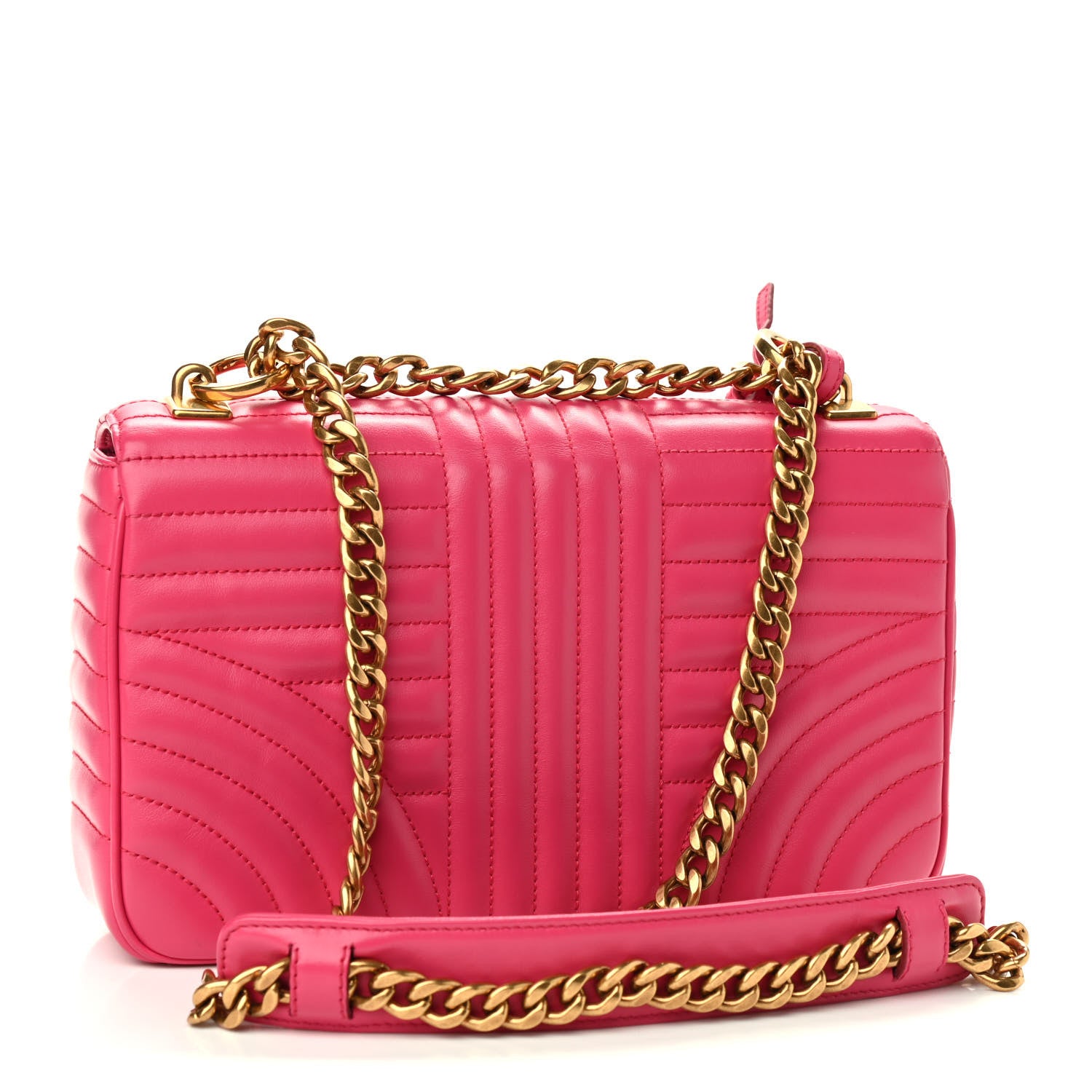 Prada Soft Calfskin Impunture Diagramme Medium Chain Flap Shoulder Bag Magenta 3 of 8