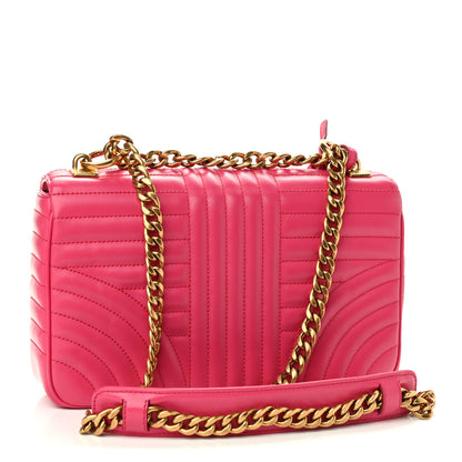 Prada Soft Calfskin Impunture Diagramme Medium Chain Flap Shoulder Bag Magenta 3 of 8
