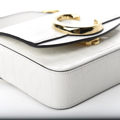 Chloe Calfskin Crocodile Embossed Mini C Double Carry Brilliant White 6 of 9