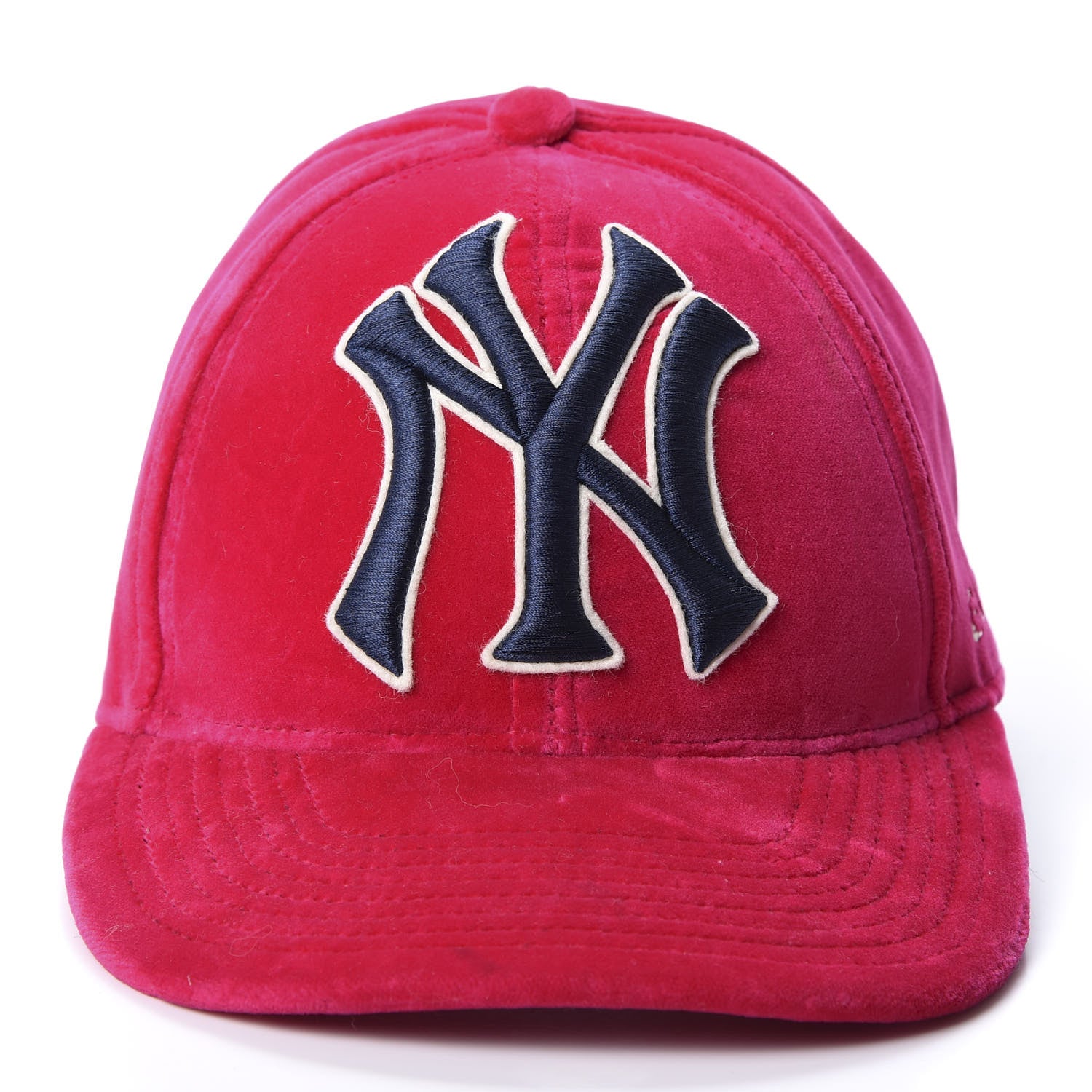 Gucci X MLB Velvet NY Yankees Baseball Hat 57-61 Pink 2 of 7