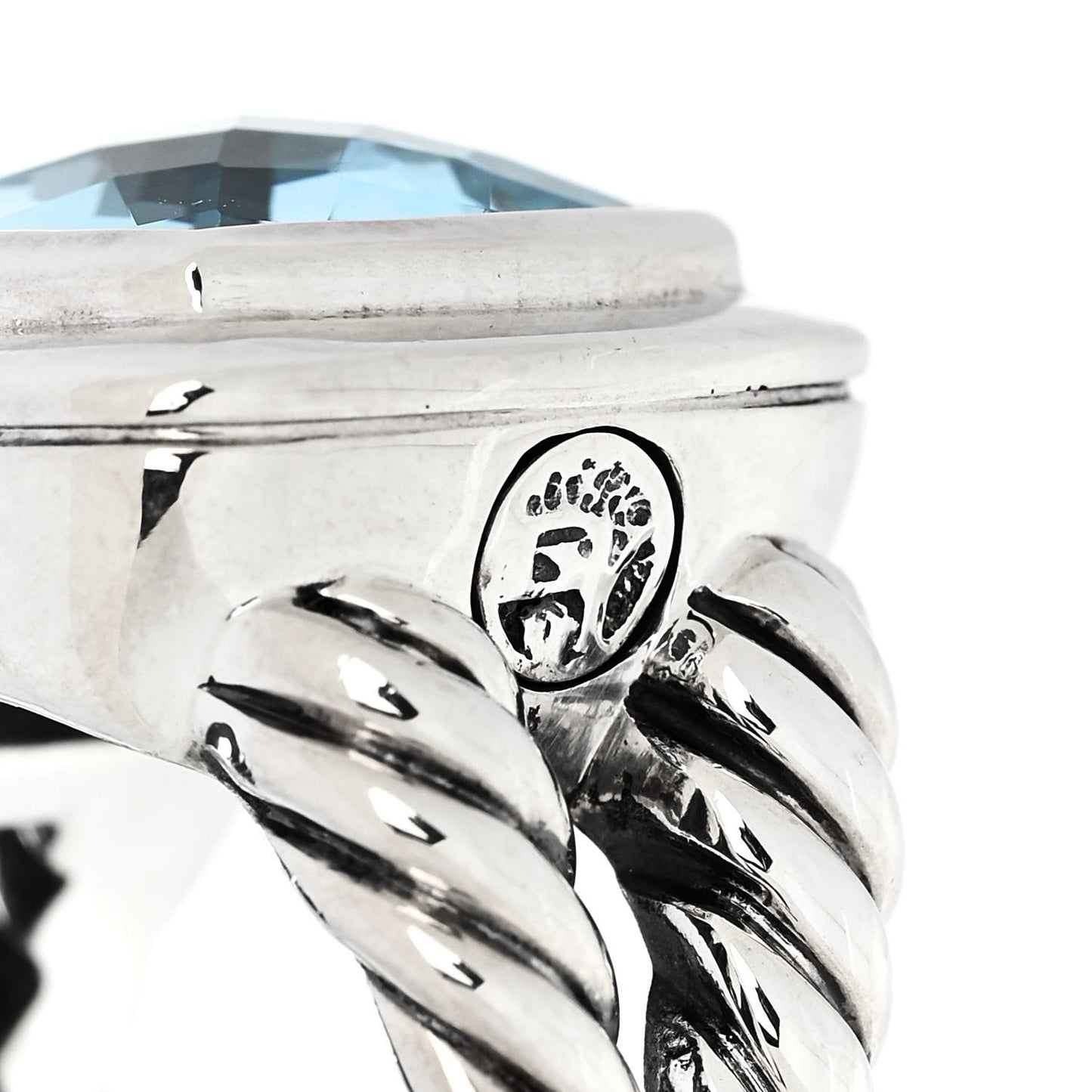 Sterling Silver Blue Topaz 14mm Albion Ring 52 6