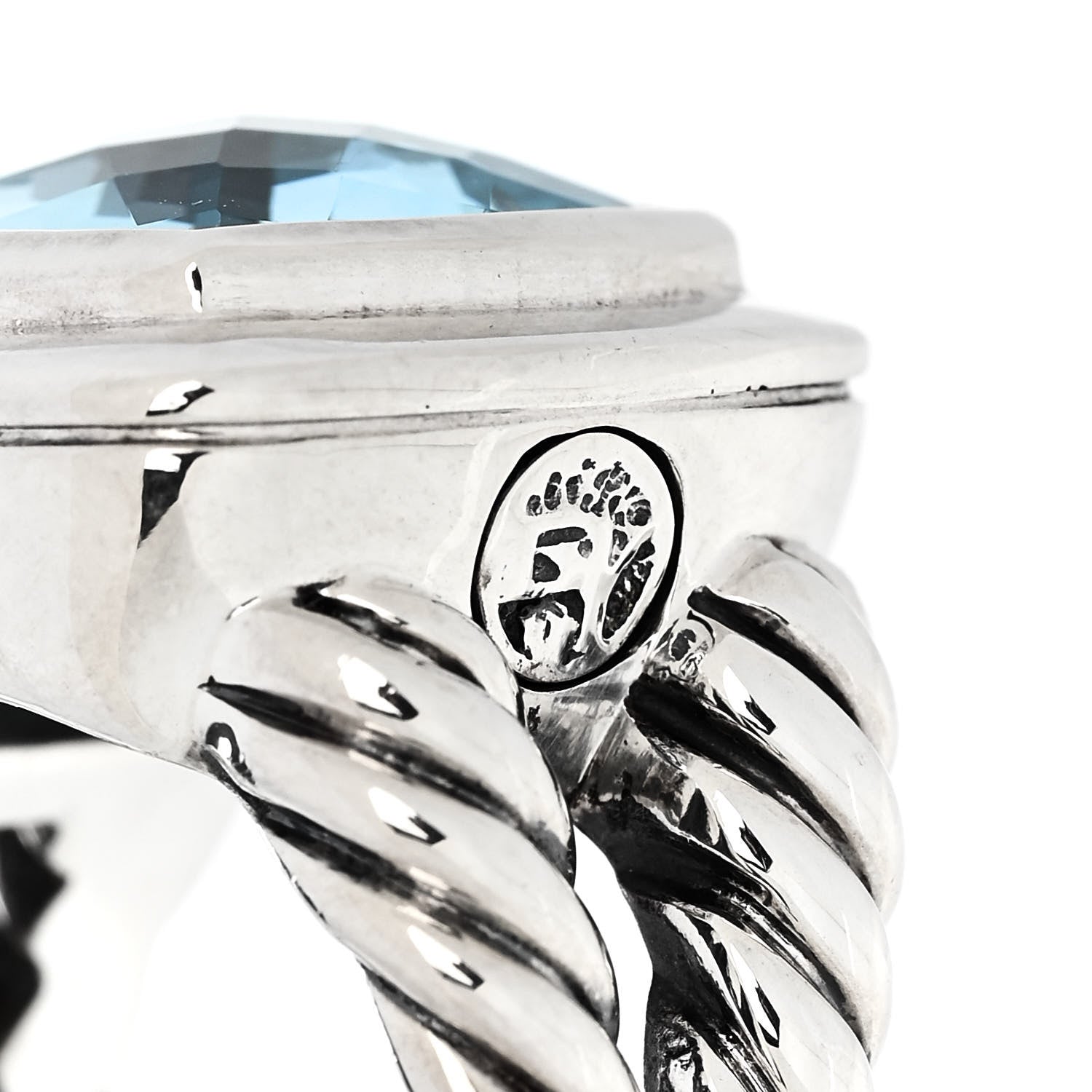 David Yurman Sterling Silver Blue Topaz 14mm Albion Ring 52 6 6 of 6