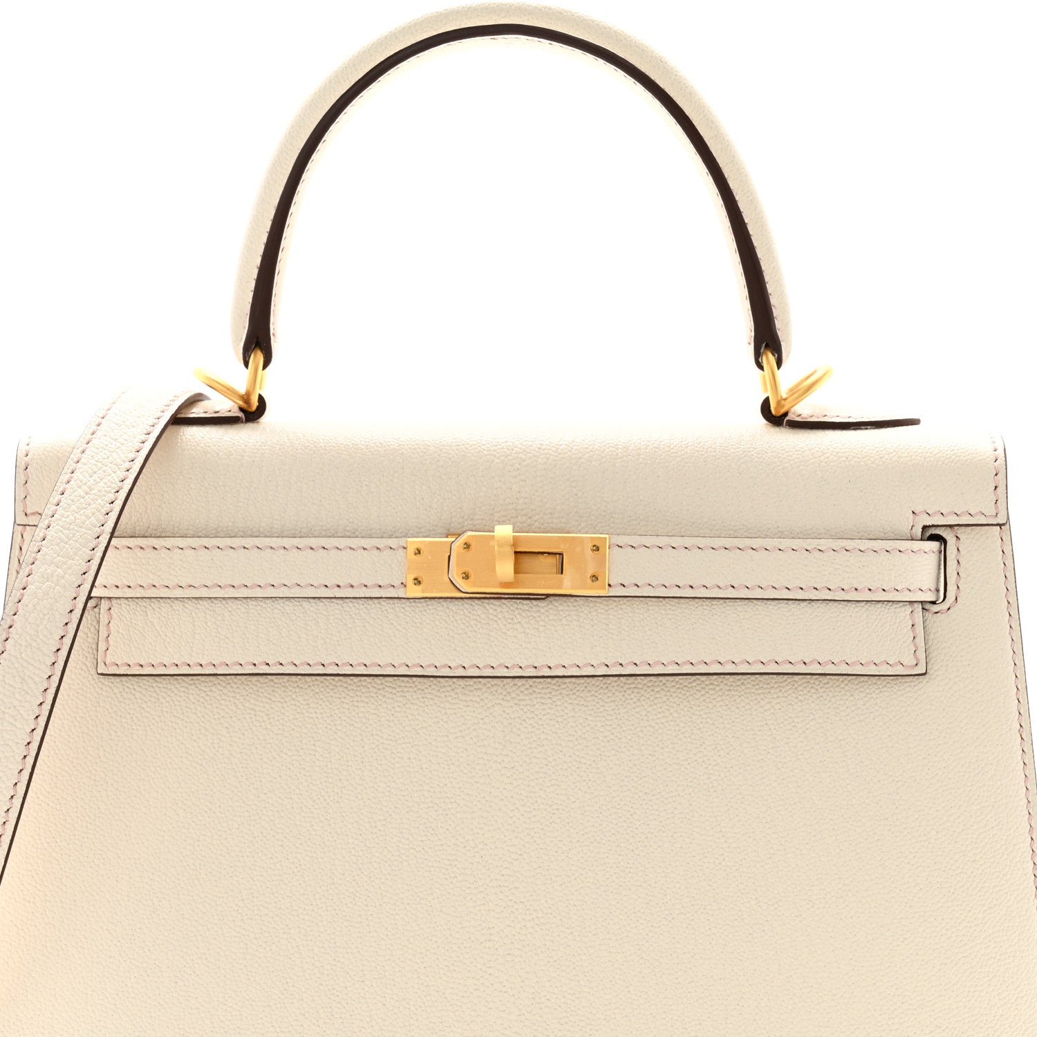 Hermes Chevre Mysore Horseshoe Kelly Sellier 25 Nata Gris Perle Rose Sakura 8 of 11