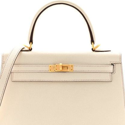Hermes Chevre Mysore Horseshoe Kelly Sellier 25 Nata Gris Perle Rose Sakura 8 of 11