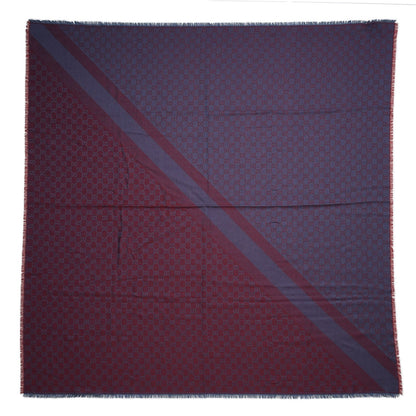 Gucci Wool Silk Monogram GGWeb Fringe Shawl Lacquer Sky Blue 1 of 6