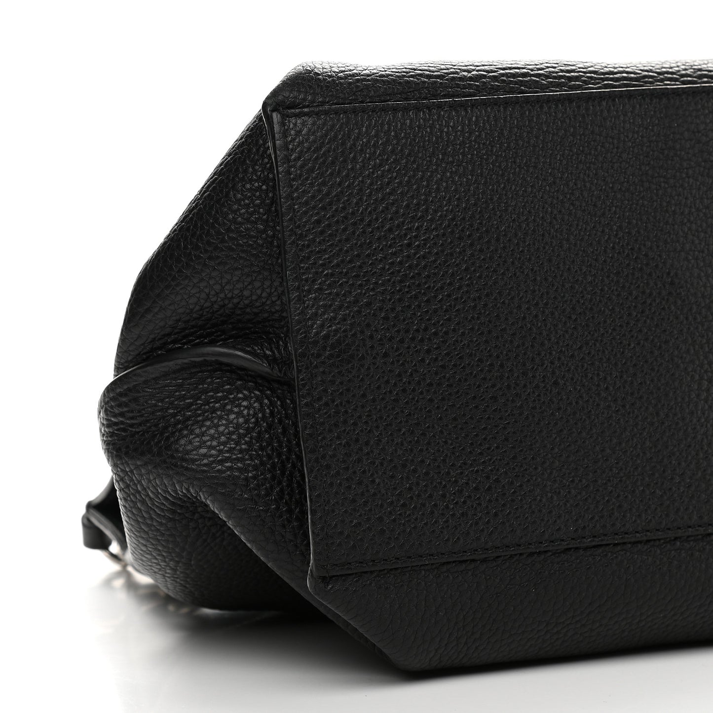 Pebbled Calfskin Large Bamboo Daily Top Handle Bag Black