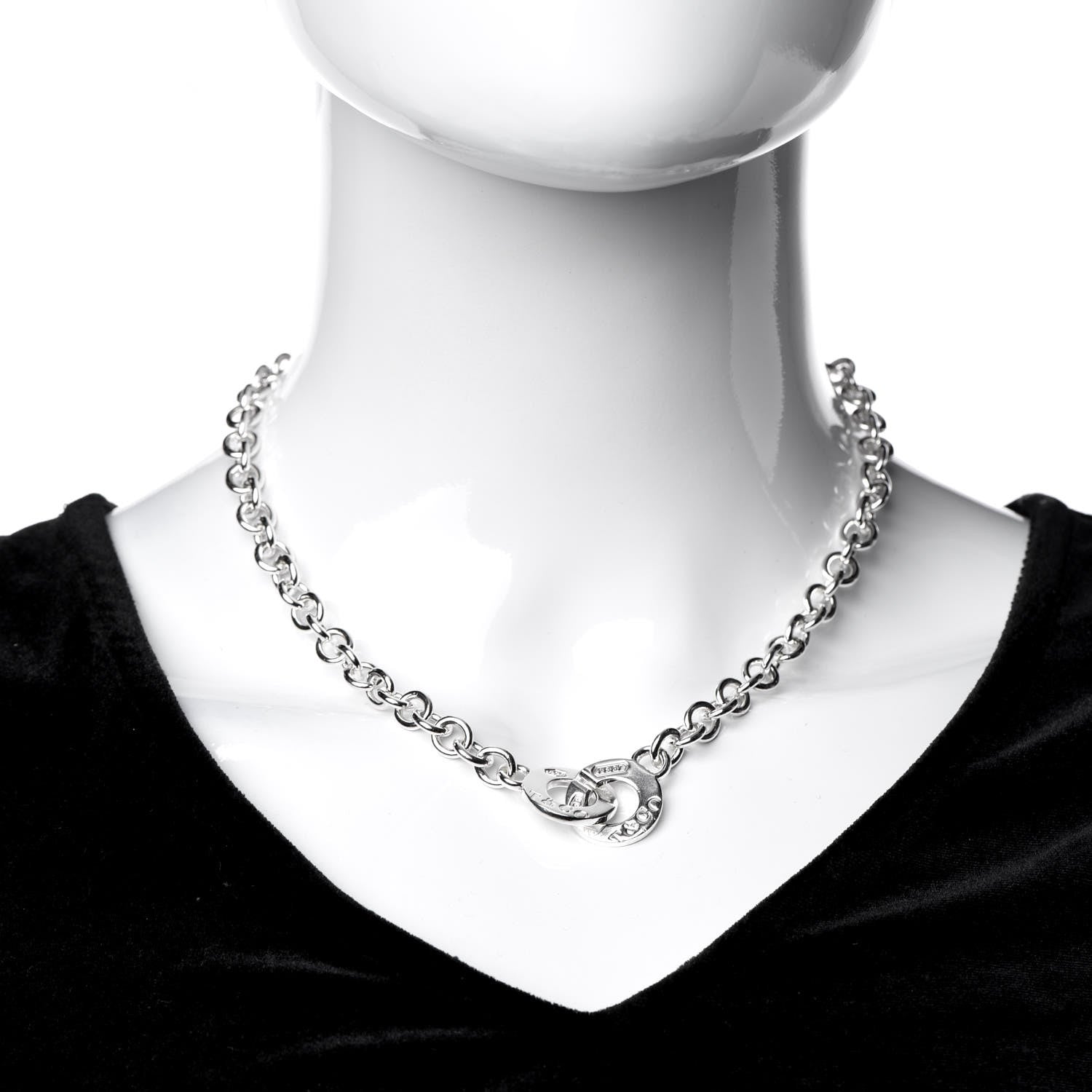 Tiffany Sterling Silver 1837 Circle Clasp Necklace 2 of 4