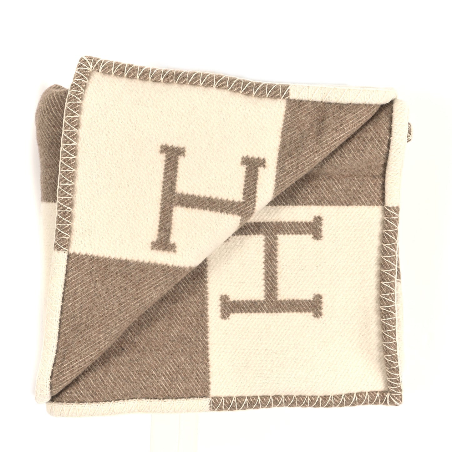 Wool Cashmere Avalon Baby Blanket Noisette Moyen White