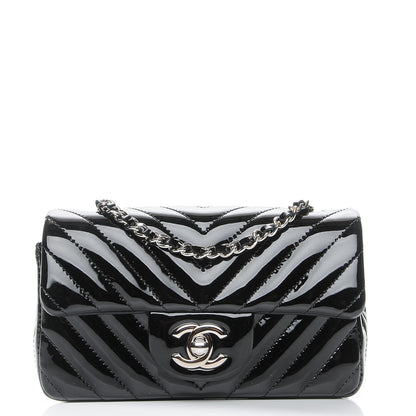 Chanel Patent Calfskin Chevron Quilted Extra Mini Flap Black 1 of 8
