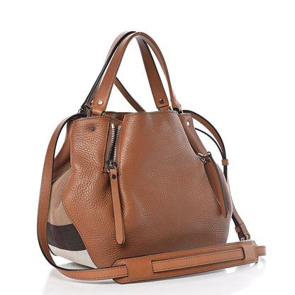 Burberry Grainy Calfskin House Check Small Maidstone Saddle Brown 3 of 15