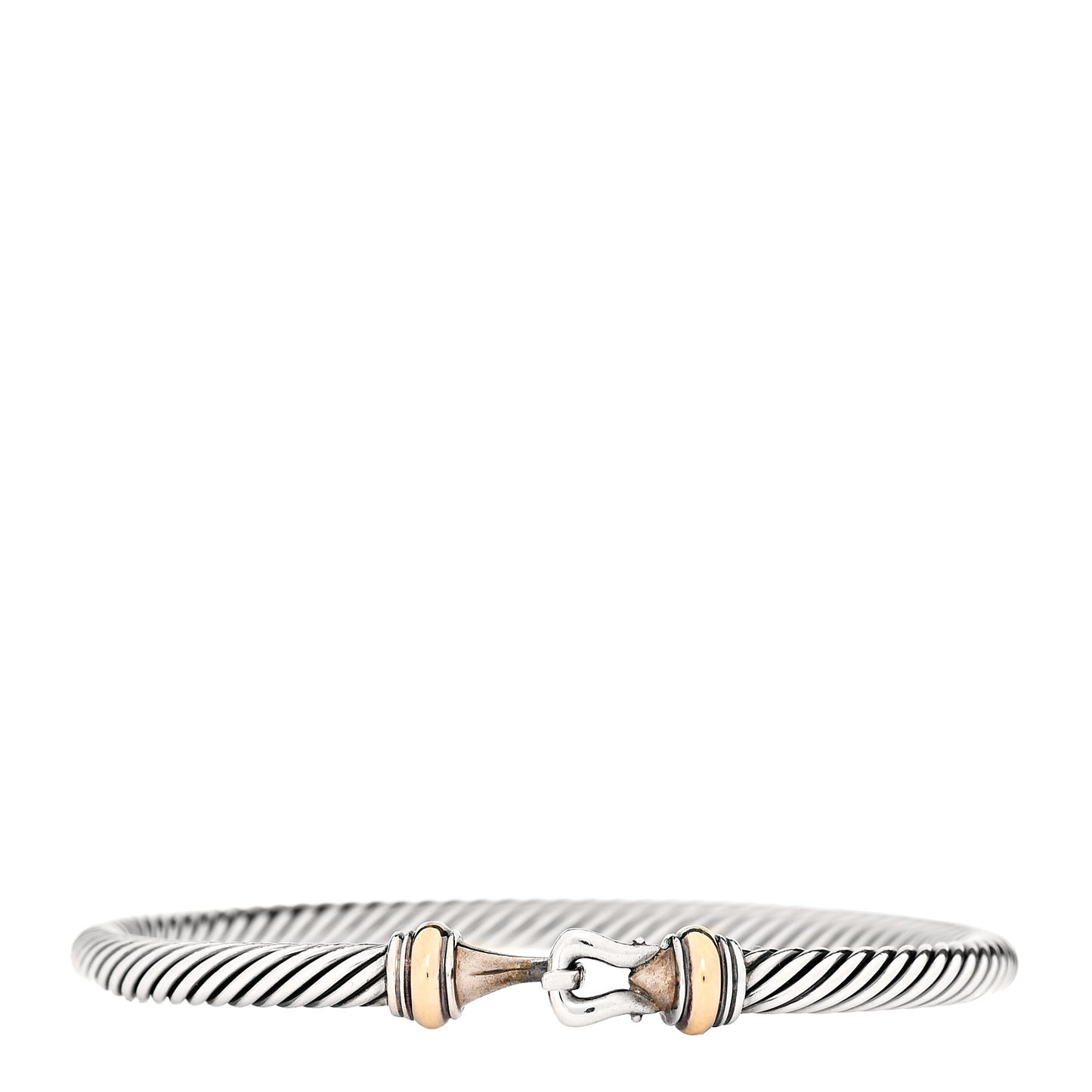 Sterling Silver 18K Yellow Gold 4mm Cable Classic Buckle Bracelet